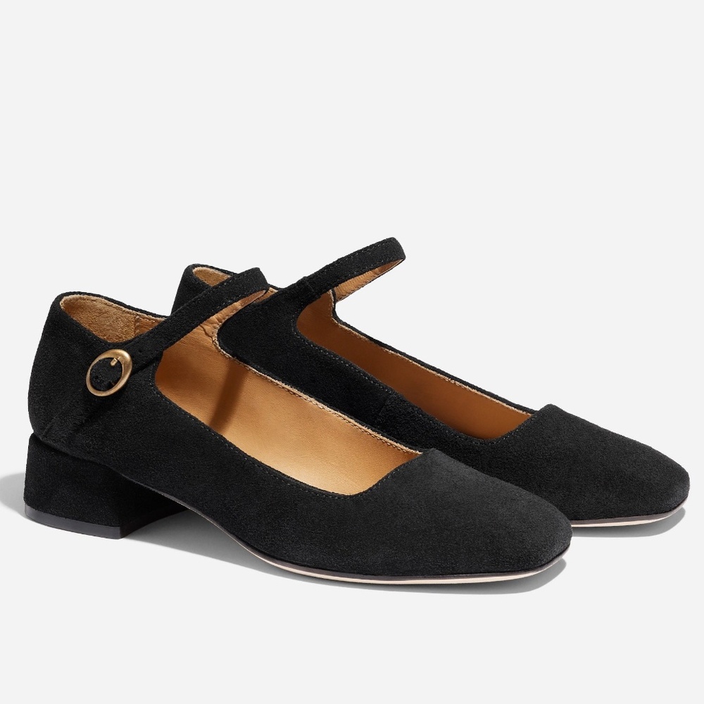 Nisolo Luna Heeled Mary Jane Black Leather Shoes Women's Size 11 NWT